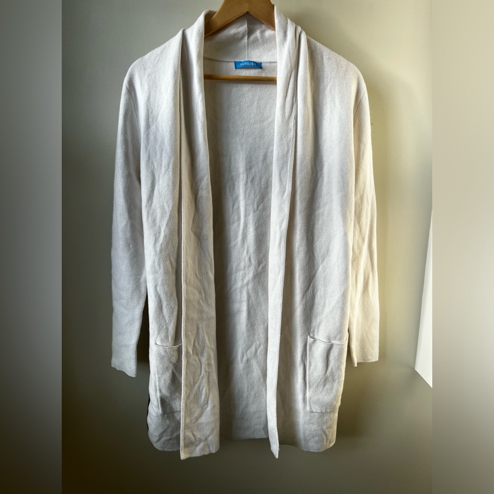 BURGESS Travel Coat Open Front‎ Cardigan Sweater Cotton Cashmere Cozy Long XS